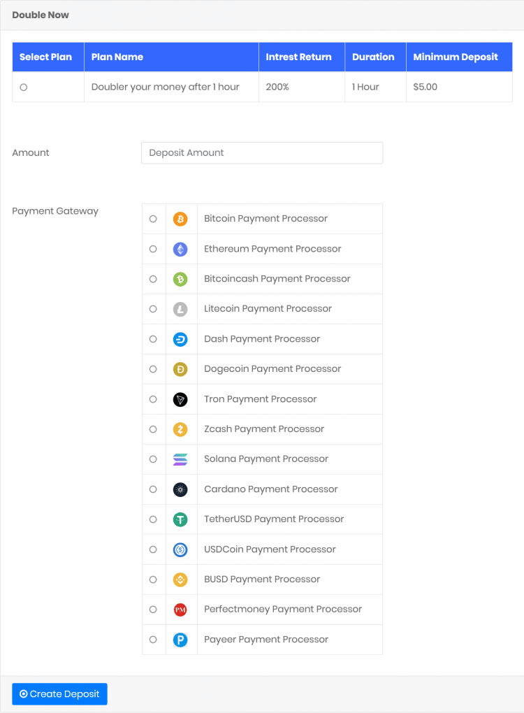 Crypto Currency USD Investment Doubler Script | BTC,ETH,BCH